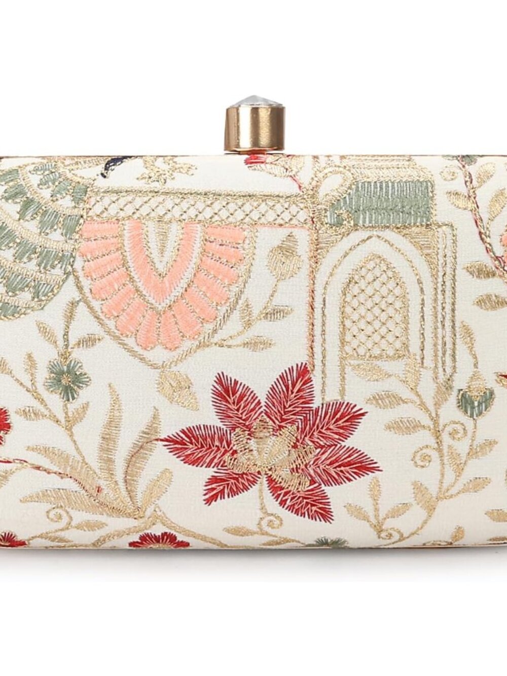 Hand Crafted Designer Box Clutch - Zari Embroidery For Women - Picture 3 of 7